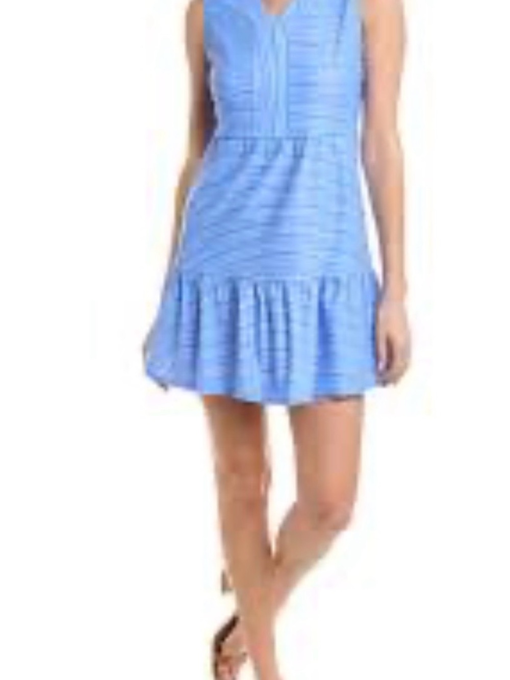 Jude Connally Annabelle Blue and White Striped V-Neck Sundress